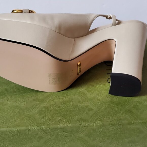 NIB Gucci Platform horsebit ivory leather Pumps - IT 38.5/ US 8.5 - Picture 6 of 7
